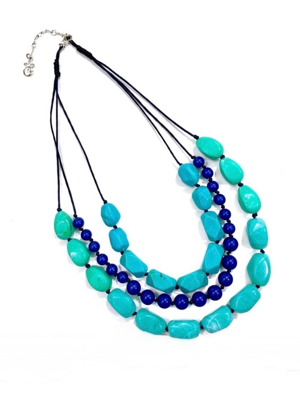 Relic Blue 3 Strand Beaded Necklace EUC